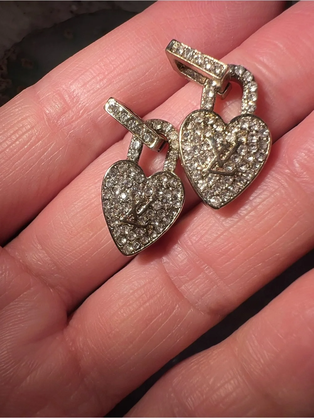 Pavé Heart Lock Drop Earrings NEW